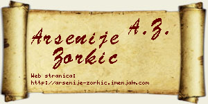 Arsenije Zorkić vizit kartica
